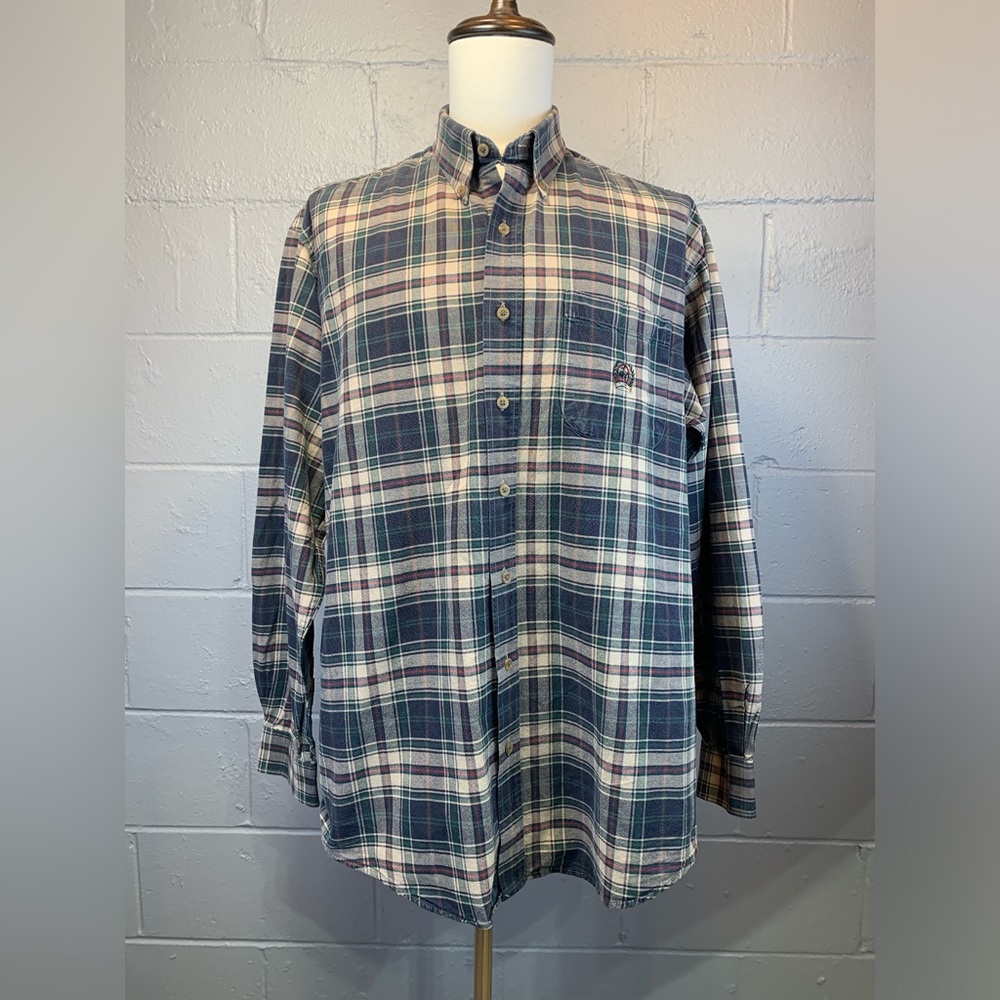 Cinch Men's Western Plaid Button Down Long Sleeve Shirt Green Blue Size Large